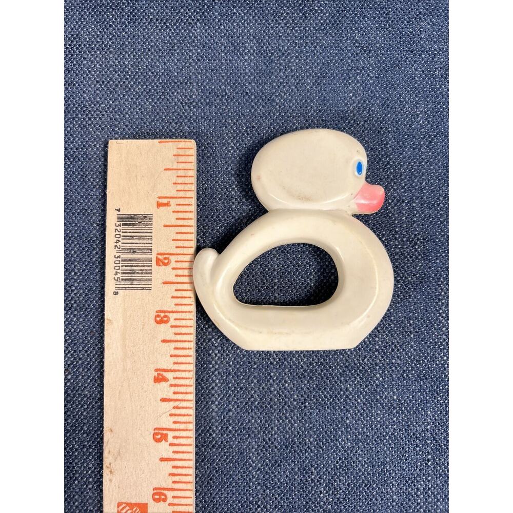SANITOY Vintage Baby Clutch Rattle Toy 1977 Retro Nursery Decor Duckling